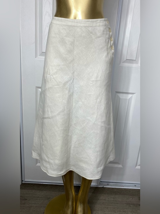 Ralph Lauren Dresses & Skirts - 💯Linen Ralph Lauren Cream Midi A-Line Linen Skirt with Side Buttons